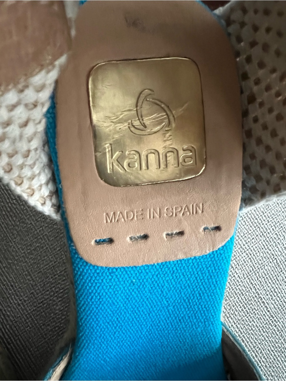 Kanna Teal Espadrille Wedge Sandals with Tan Ankle Strap size 36 - Picture 4 of 11